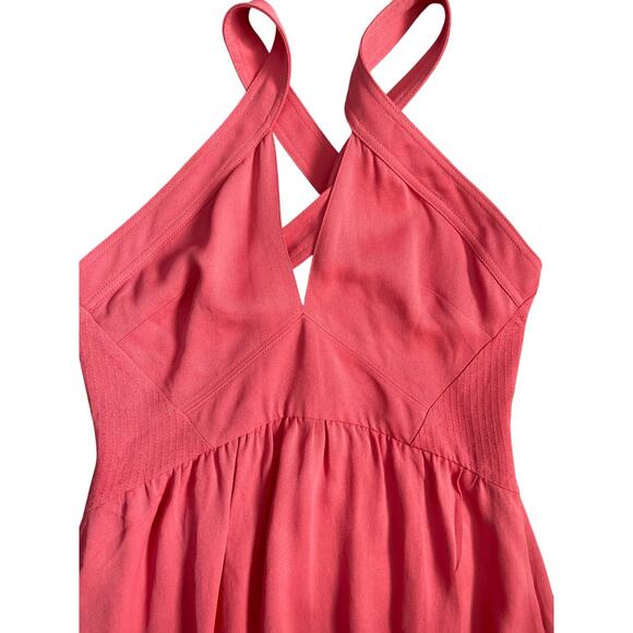 Reiss Orla Cross Front Halter Neck Midi Dress in Coral Pockets Size 10 - Picture 10 of 12